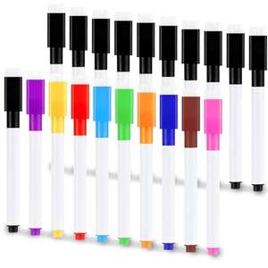 Paquete de 20 bolígrafos magnéticos con borrador de pizarra blanca, 10 colores, punta fina (c. recurrente)