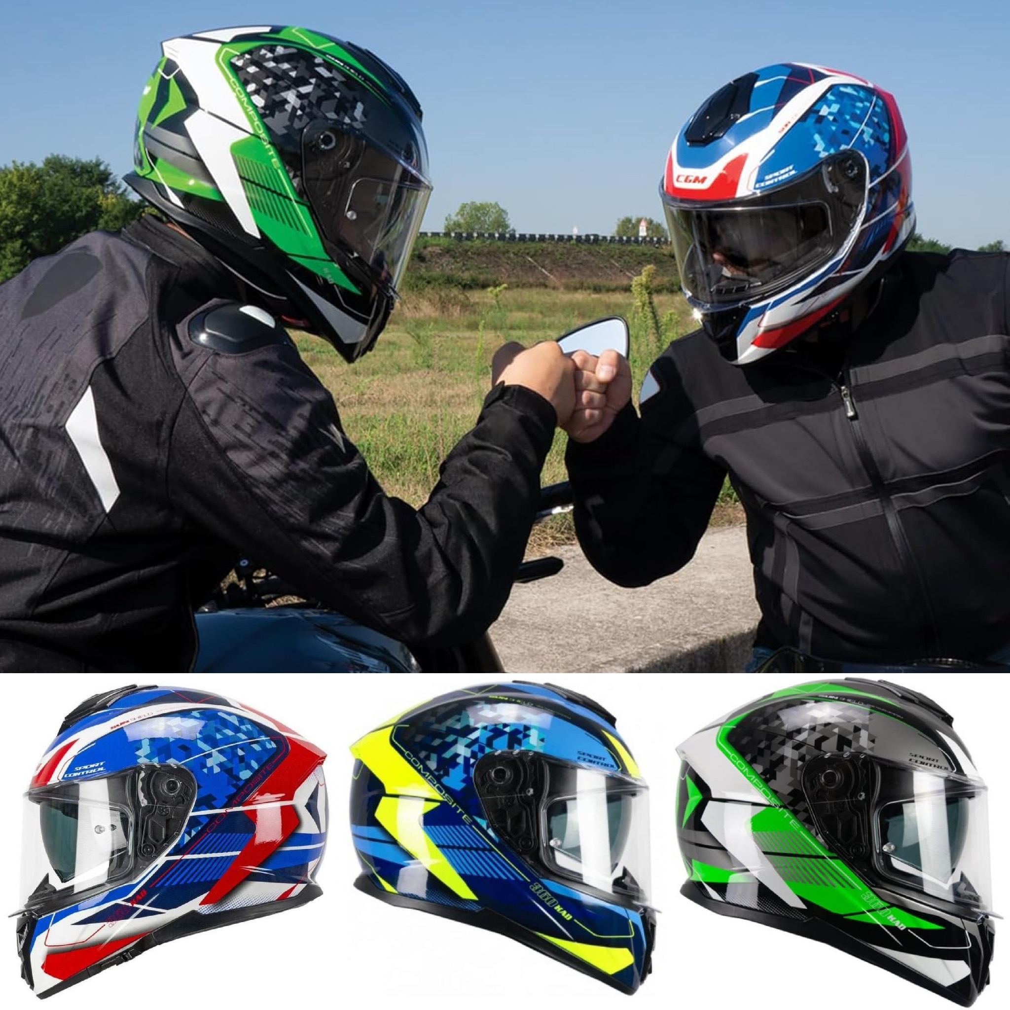 Casco de moto CGM Kad 360 | FIBRA | ECE22.06 | 3 colores | Tallas en descripción