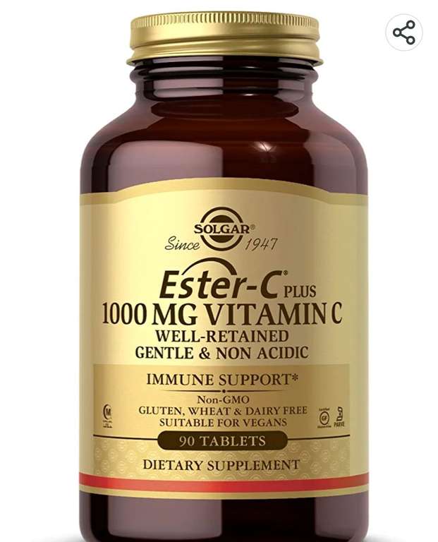 Solgar | Ester-C Plus Vitamina C 1000 mg | Alta Absorción | No Ácida | 90 Comprimidos
