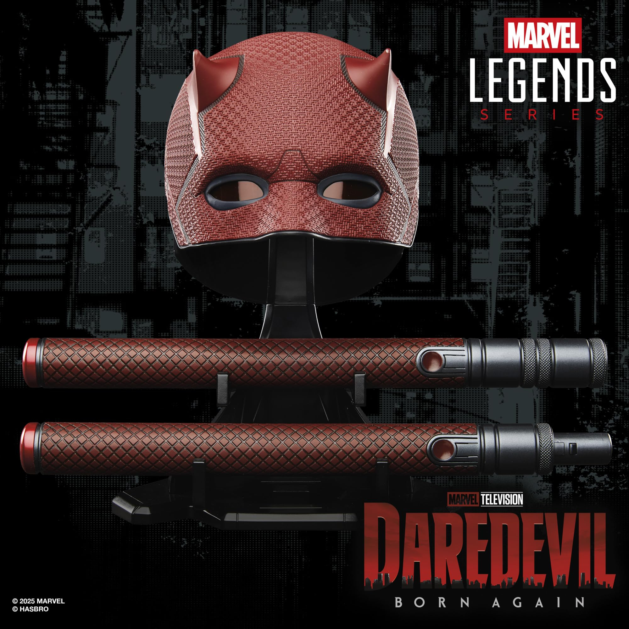 Marvel Legends Series, Daredevil: Born Again, Mascara Premium para Juego de rol y bastón de Combate