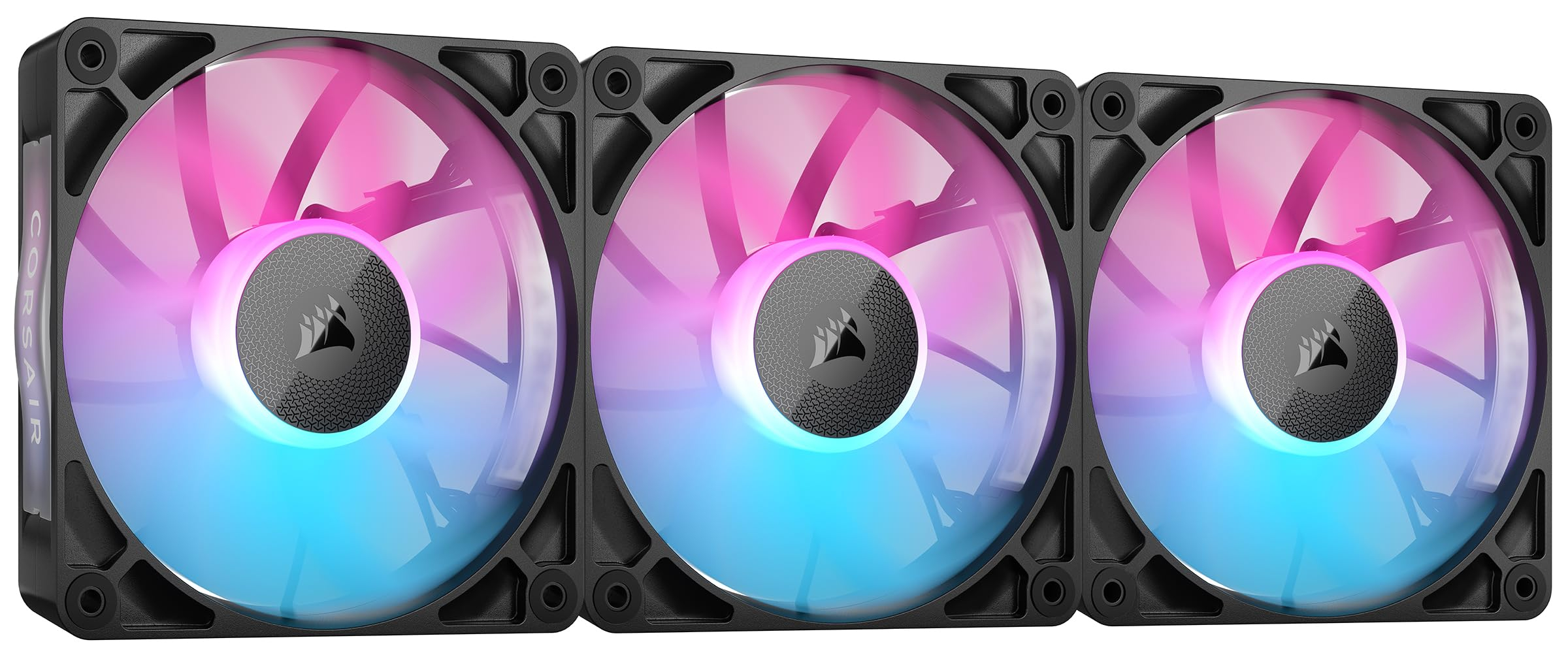 Pack 3 Ventiladores Corsair iCUE LINK RX120 RGB (120 mm) (74.2 CFM de flujo de aire, sistema magnético sin cables, control PWM y luces LE)