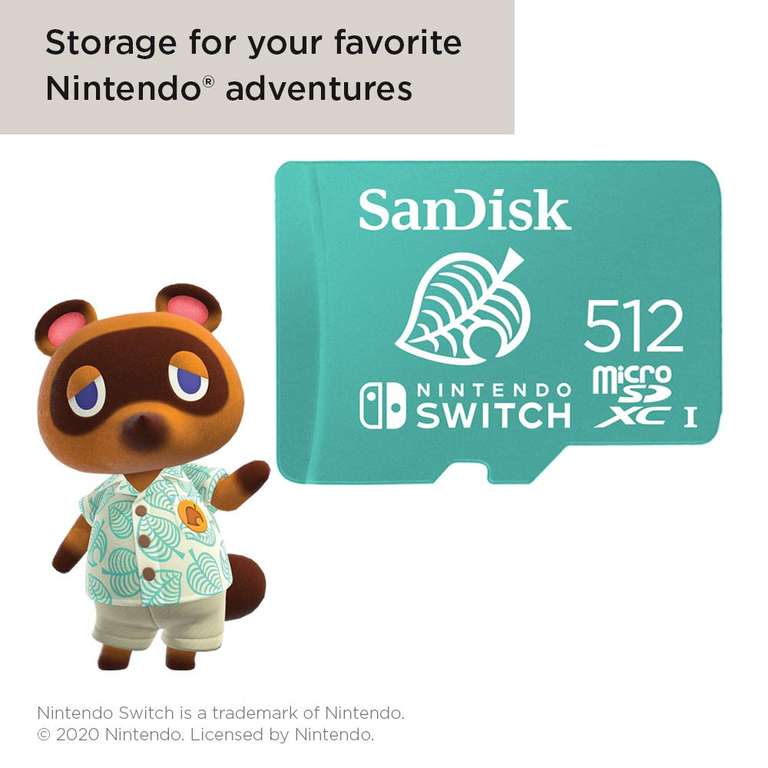 SanDisk 512 GB microSDXC Tarjeta para Nintendo Switch, Tarjeta de memoria con licencia de Nintendo, hasta 100 MB/s UHS-I Class 10 U3