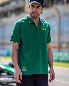 AMCF1 Lifestyle FA Polo Green Edición Especial - Elegancia Sostenible para Aficionados de la F1 con Toque Fernando Alonso
