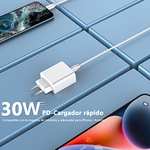 30W Cargador USB C 2 Puertos [USB C & USB A], Adaptador de Enchufe de alimentación rápido para i Phone Samsung Xiaomi Huawei