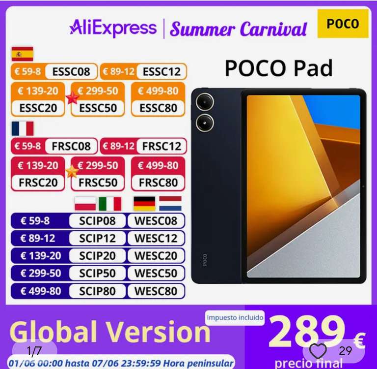 Tablet Poco Pad 12.1” snapdragon 7a gen