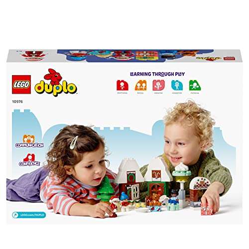 LEGO 10976 Duplo Casa de Pan de Jengibre de Papá Noel, Juguete con Ladrillos, Figuras y Osito de Peluche