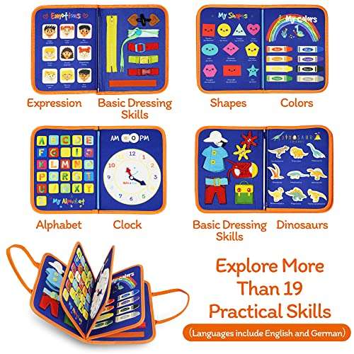Busy Board Montessori Juguetes Niños, 20 en 1 Portátil Activity
