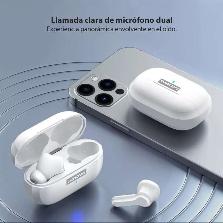 Auriculares Lenovo LP1 TWS Bluetooth 5.0 para PC, Android, iPad, iPhoneiOS, Dual Stereo, reducción de ruido, Hi-Fi