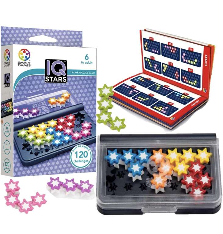 Smart Games - IQ Stars, Puzzle Game with 120 Challenges, juego de lógica y concentración para todas las edades