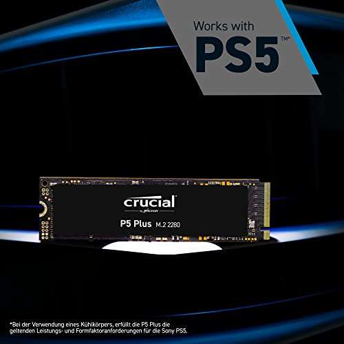 Crucial P5 Plus CT2000P5PSSD8 Disco Duro Sólido Interno SSD de 2TB (PCIe 4.0, 3D NAND, NVMe, M.2) hasta 6600MB/s, Color Negro