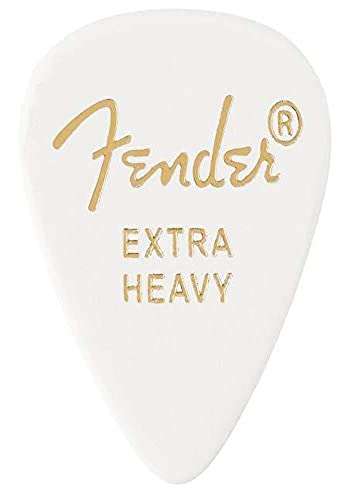 Fender 351 Shape Classic Picks - Púas de celuloide (12 unidades, grosor X-Heavy, color blanco)