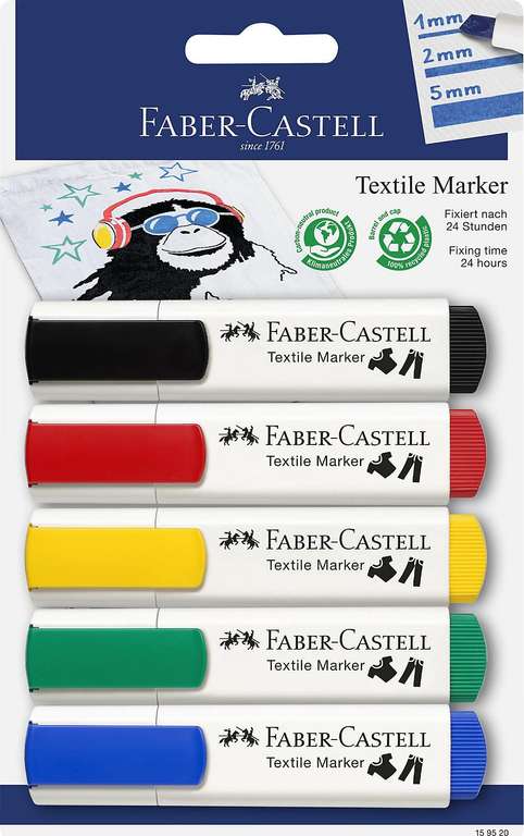 Pack de 5 marcadores textiles FABER CASTELL
