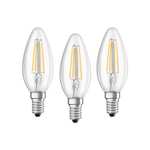 3x Osram Lámpara LED Base Classic B, forma vela con casquillo E14, 40 W, blanco cálido - 2700 Kelvin