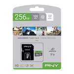 PNY Elite memoria flash - Tarjeta de memoria (256 GB, MicroSDXC, Clase 10, UHS-I, Class 1 (U1) V10) Verde, Gris