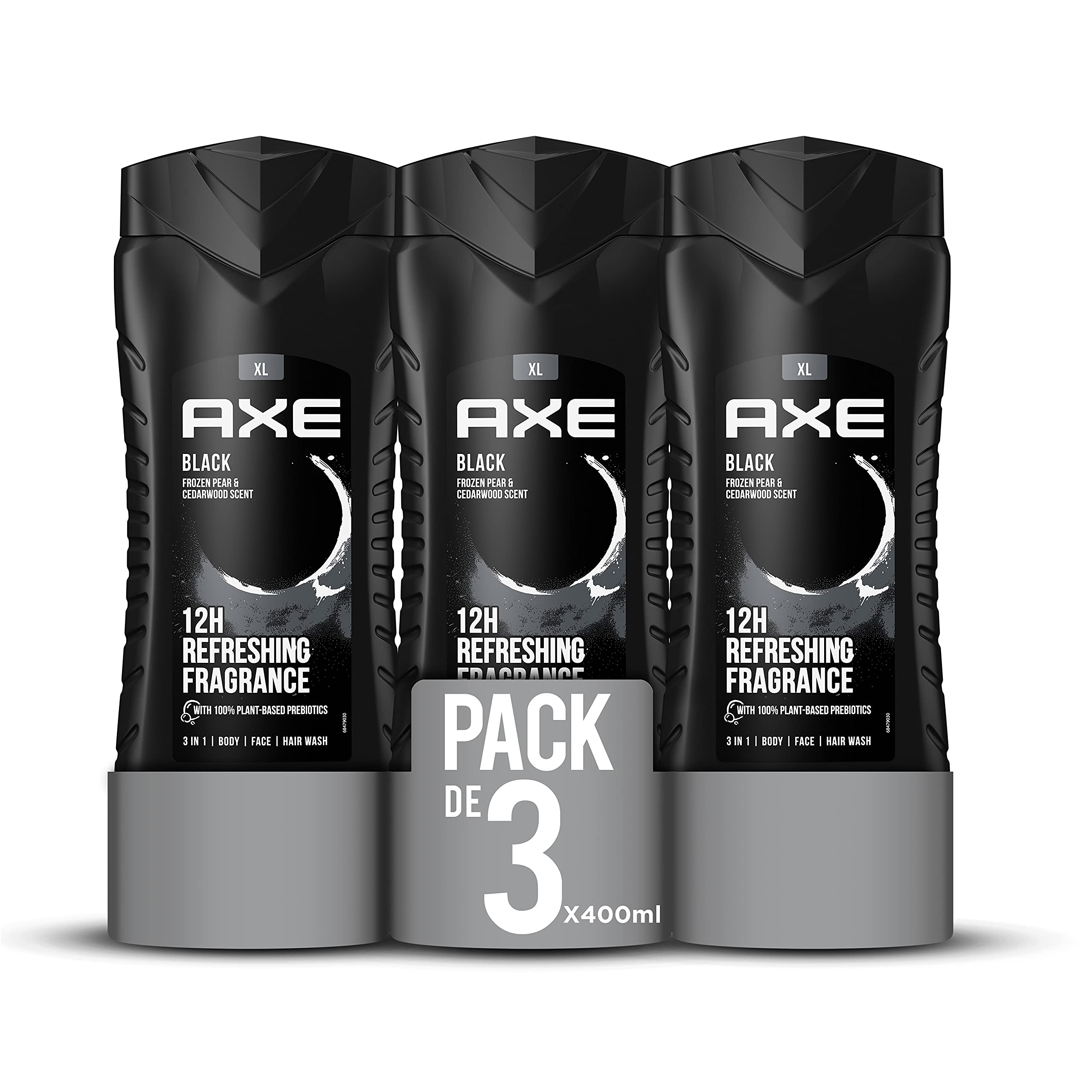 Axe Gel de Ducha para hombre Black 400ml - Pack de 3 con cr