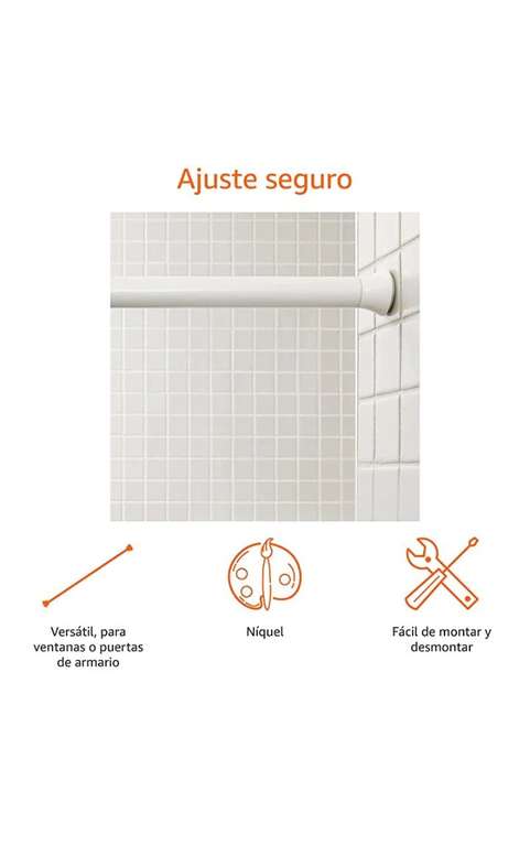 Amazon Basics - Barra de tensión para cortina de ducha o marco de puerta, Blanco, 198 a 274 cm