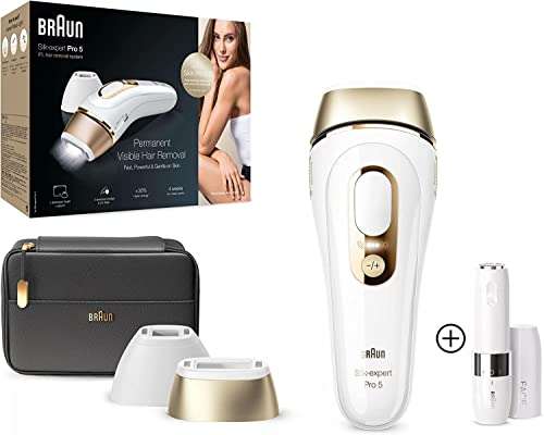 Braun Silk-expert Pro 5 Depiladora Mujer/Hombre Luz Pulsada IPL, + Face Rasuradora Facial para Mujer con Luz Smartlight Incorporada