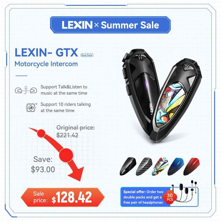 Intercomunicador GTX LEXIN para motocicleta