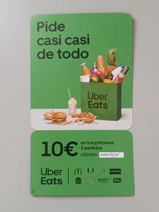 10€ de descuento en Uber Eats (primeros 2 pedidos)