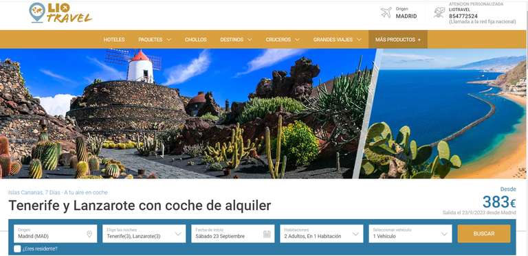 Tenerife y Lanzarote 7 días 390€ SEPT-OCT Hotel-Vuelos-Coche-Seguro