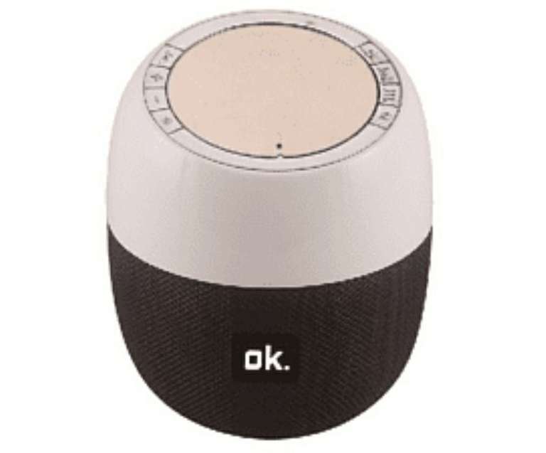 Altavoz inalámbrico - OK OBS3060BT-B, Bluetooth, Radio FM, Reproductor USB/SD/MP3, Despertador, Blanco y negro