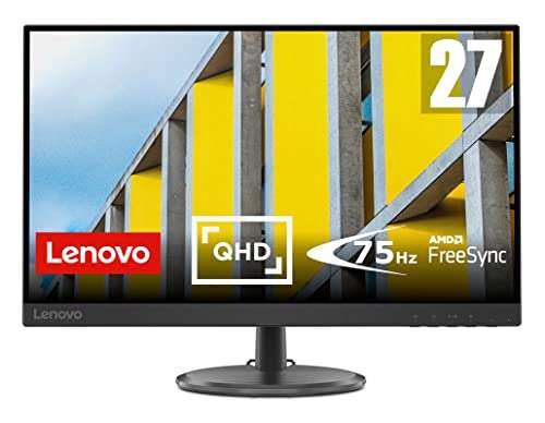 Lenovo D27q-30 - Monitor 27'' QHD (VA, 60Hz, 4ms, HDMI+DP, Cable HDMI, FreeSync) Ajuste de inclinación - Negro