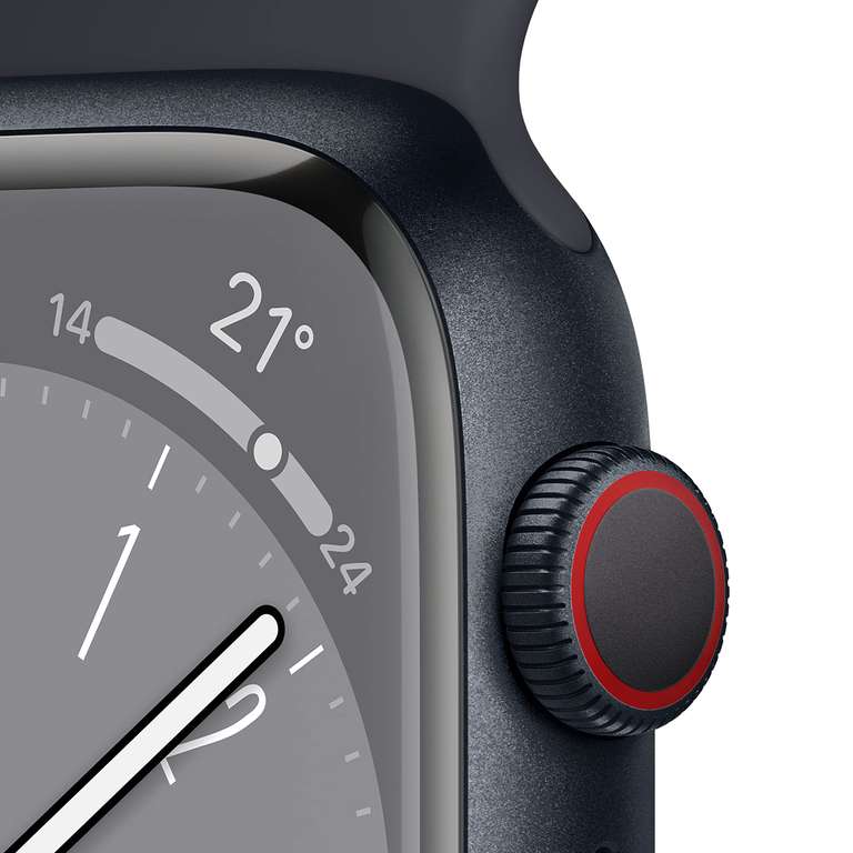 Apple Watch Series 8 (GPS + Cellular, 45mm) Reloj Inteligente con Caja de Aluminio en Color Medianoche - Talla única. M