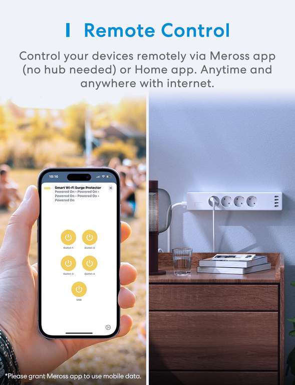 Meross Enchufe Múltiple Inteligente Regleta WiFi Compatible con Alexa y  Google Home, con Función de Temporizador