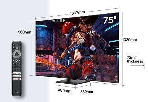 TV QLED 75" TCL 75T8A (75C745) VA FALD, 220 zonas | 144Hz, HDMI 2.1 | Google TV | Dolby Vision & Atmos