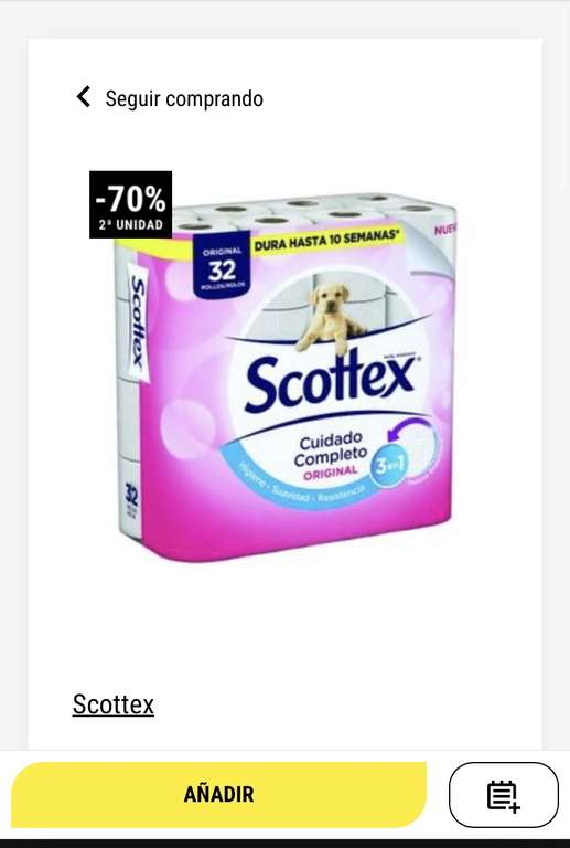 Papel higiénico Scottex - 0,23€ el rollo