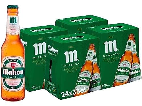 Mahou Clásica Original Cerveza Mahou Dorada Lager, Pack de 24 Botellas