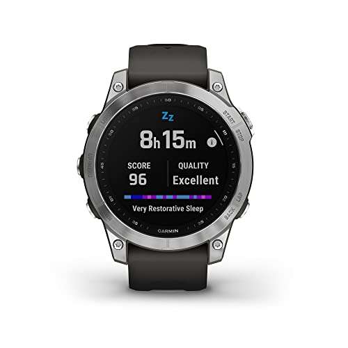 Garmin fēnix 7 - Reloj GPS multideporte con pantalla táctil y funciones superiores, frecuencia cardíaca, mapas y música, Gris Plata