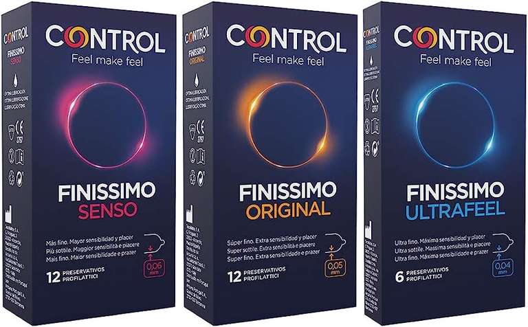 Pack de 3 Cajas de Preservativos Finissimo - Senso, Original y Ultrafeel, 30 Condones