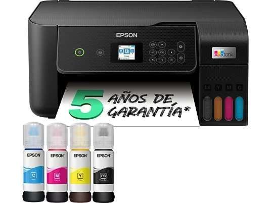 Impresora multifunción - Epson EcoTank ET-2821, Hasta 3 años de tinta incluida, Con depósito recargable, Wi-Fi, 5 años de garantía, Negro