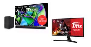 Pack TV LG 4K OLED evo de 65" serie C3 + Barra de Sonido SN4 GRATIS de 300w + Monitor LG UltraGear 24" // Con la TV de 55" por 1188€