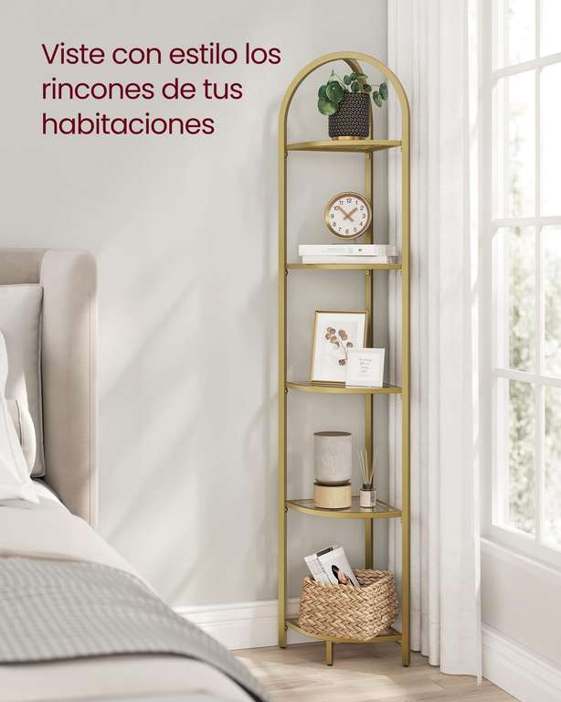 Estante De Esquina VASAGLE - 5 Niveles Vidrio Templado (158cm Alto)