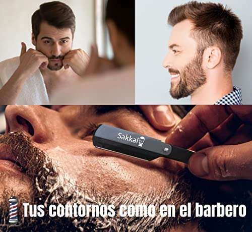 Navaja de Afeitar de Barbero 20 Media Cuchillas Estuche Cuero Viaje |Afeitadora Maquinilla Barba Cut Barbero hombre Manual Kit Profesional