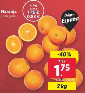 Naranja origen España malla de 2kg (0,88€/kg) - [Lidl]