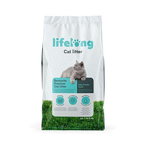 Amazon Lifelong Arena de bentonita para gatos 25L, también la de 10L a 8.17 €.