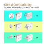 Cargador de pared USB-C PD 3.0 / QC4+PPS (30W) y USB A QC 3.0 (18W), compatibilidad Internacional para UE / UK / USA