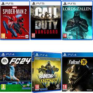 Juegos PS4 y PS5: Fallout 76 [2.97€], FC 24 [52€], Spider-Man 2 [61€], Lords of Fallen [49€], Rainbow Six [13€], Call of Duty Vanguard [38€]