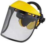 Oregon Visera con Malla Metálica y Orejeras Integradas, Protección Facial Ajustable con Protección Auditiva, Trabajos Forestales, Jardinería