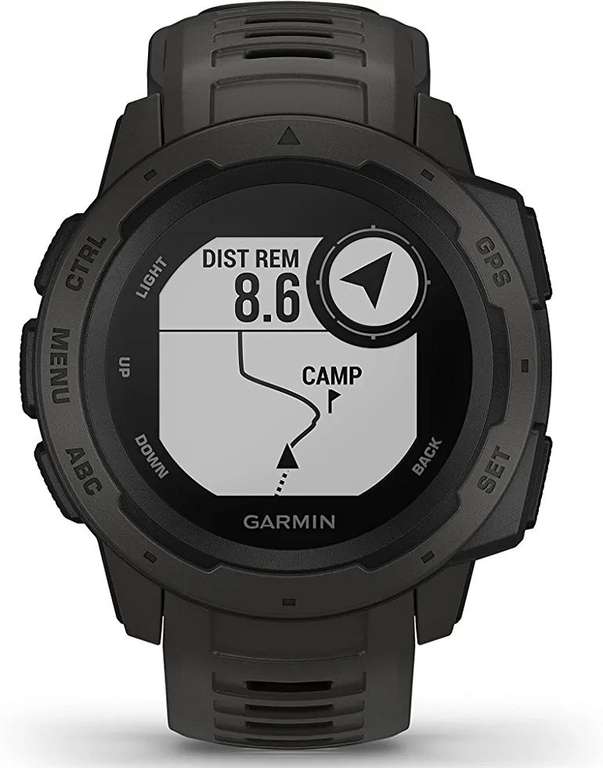 Garmin Instinct, Reloj inteligente con GPS resistente al agua, funciones deportivas y notificaciones del smartphone, Grafito