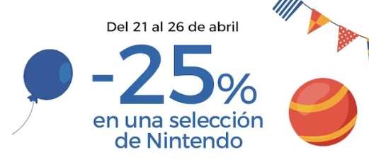 25% de descuento en juegos y accesorios de Nintendo Switch
