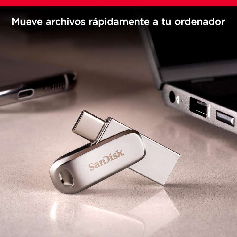 SanDisk 256 GB Ultra Dual Drive Luxe, Memoria flash USB Type-C, Metálica, hasta 400 MB/s, con conectores USB Type-C y Type-A reversibles