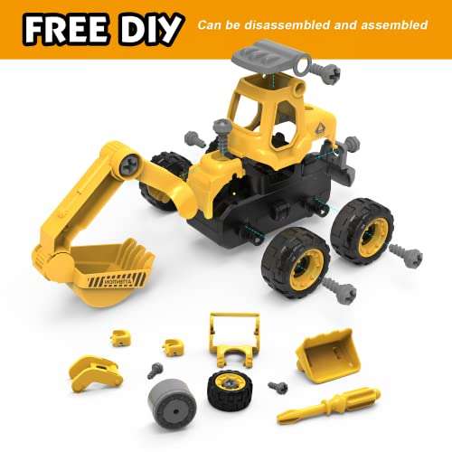 Vehículo de Construcción para Niños, 3 en 1 Tractor/Camión de hormigón/Vehículo de Construcción Que Pueden Montar y Desmontar(cupón 50%)