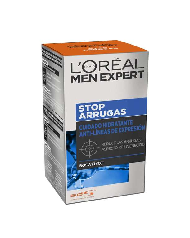 3x L'Oréal Paris Men Expert, Crema hidratante antiarrugas para hombres Stop Arrugas, Reduce líneas de expresión, 50 ml [4'46€/ud]