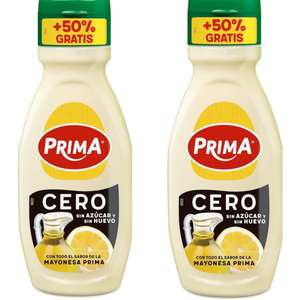 2 botes de mayonesa sin azúcar ni huevo PRIMA (395ml/bote) [3,49€ si tienes 3 suscripciones]