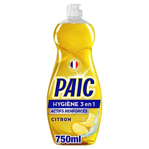 PAIC - Líquido Vajilla Paic Hygiene 3 en 1 Limón - desengrasante, desincrustante, antiolores - Botella de 750 ml