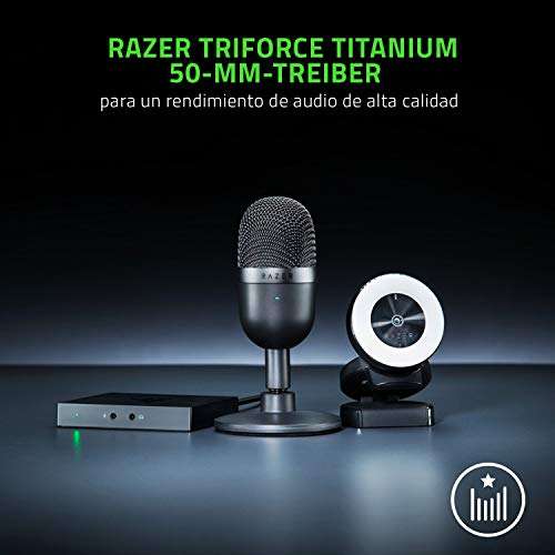 Razer Seiren Mini - Micrófono USB (compacto con patrón polar supercardioide, soporte inclinable, amortiguador integrado)